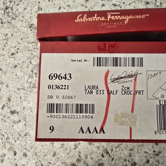 Salvatore Ferragamo Laura Tan 033 Calf Croc Print - Picture 4 of 5